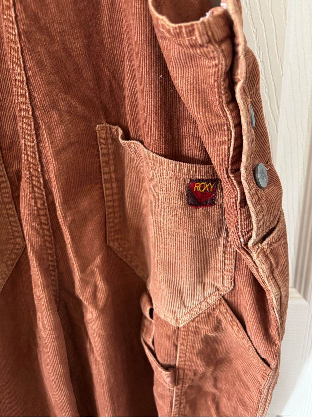 Roxy Corduroy Overalls in Warm Terracotta - Picture 5 of 7